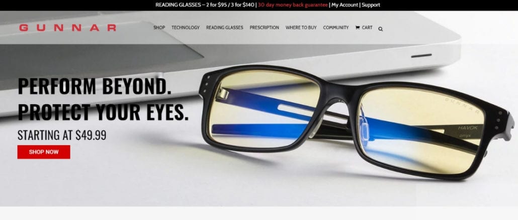 GUNNAR blue light glasses