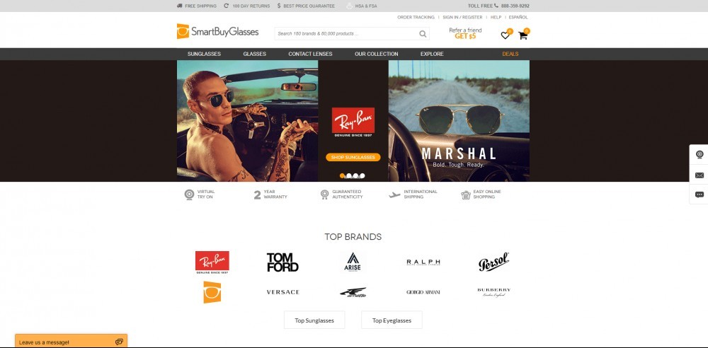 SmartBuyGlasses Homepage