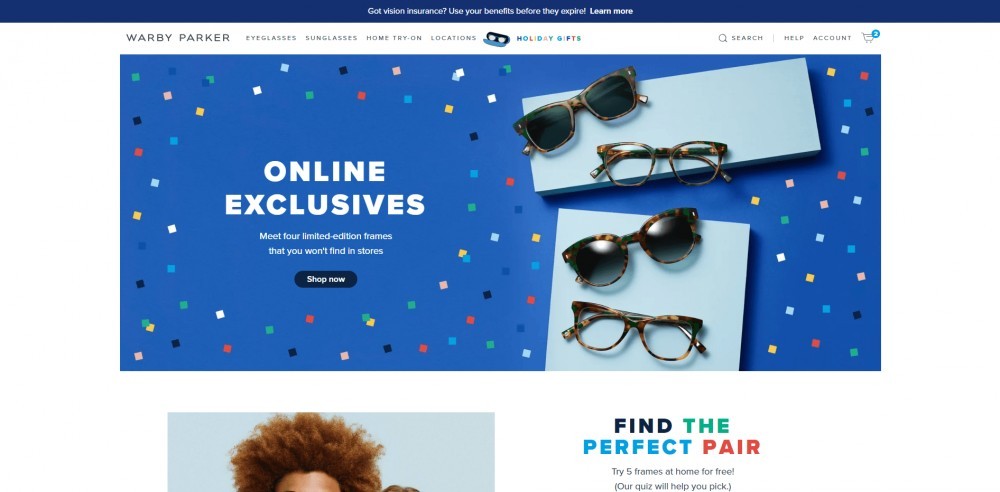 Warby Parker Homepage